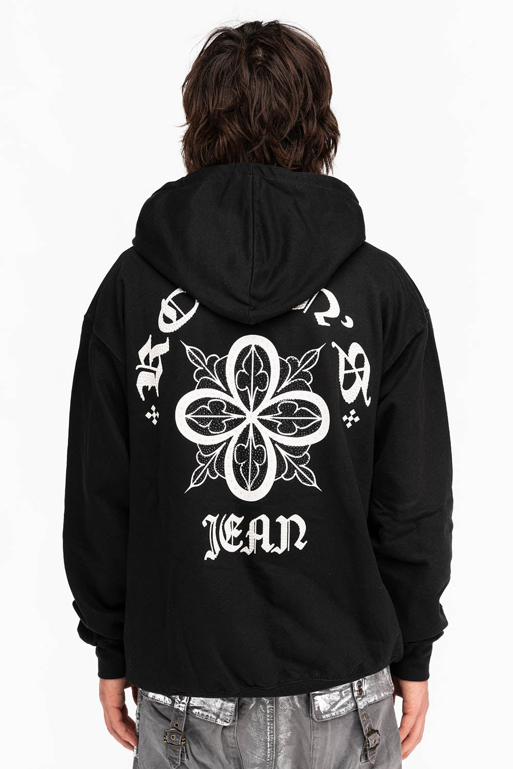 ORNATE HOODIE WITH CRYSTALS IN BLACK