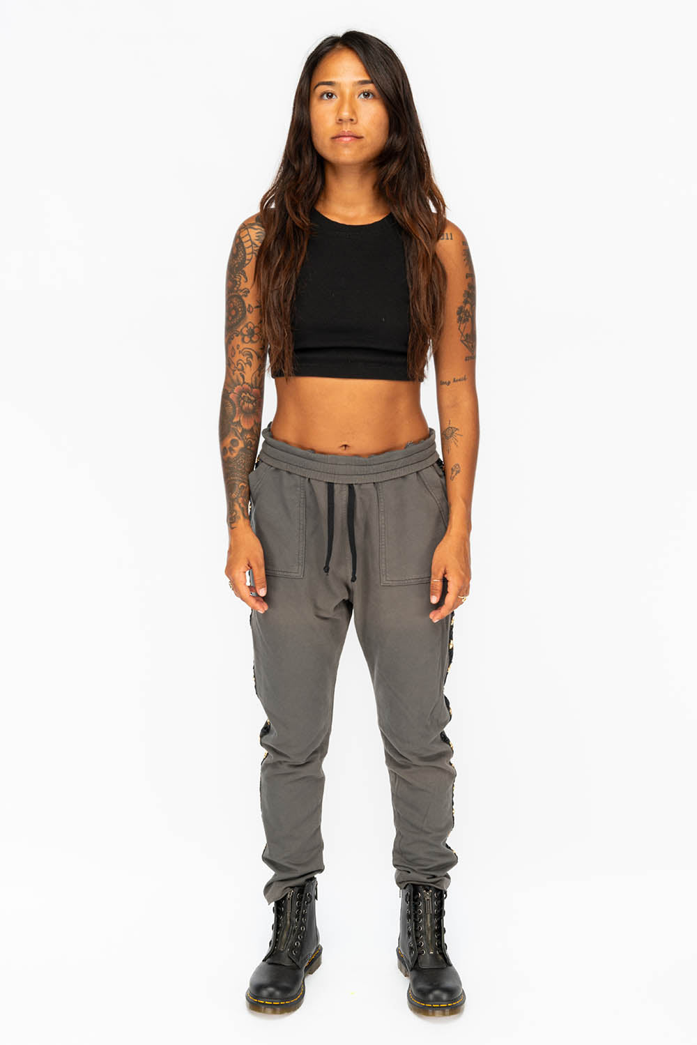 WOMENS JOGGING PANTS IN GREY CHARCOAL