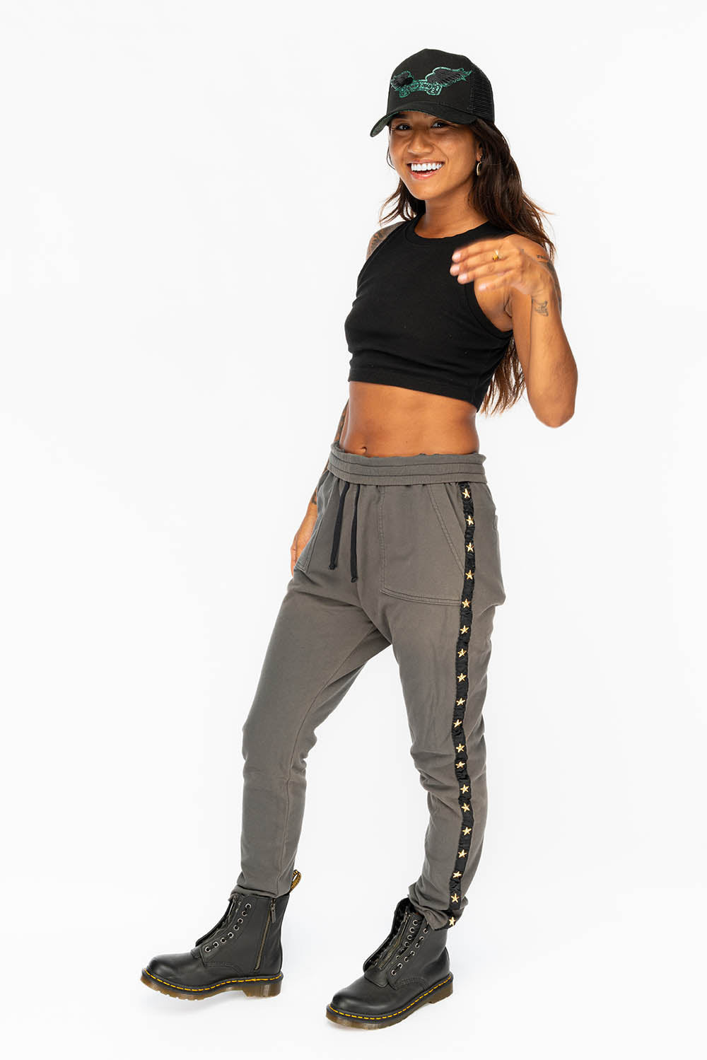 WOMENS JOGGING PANTS IN GREY CHARCOAL