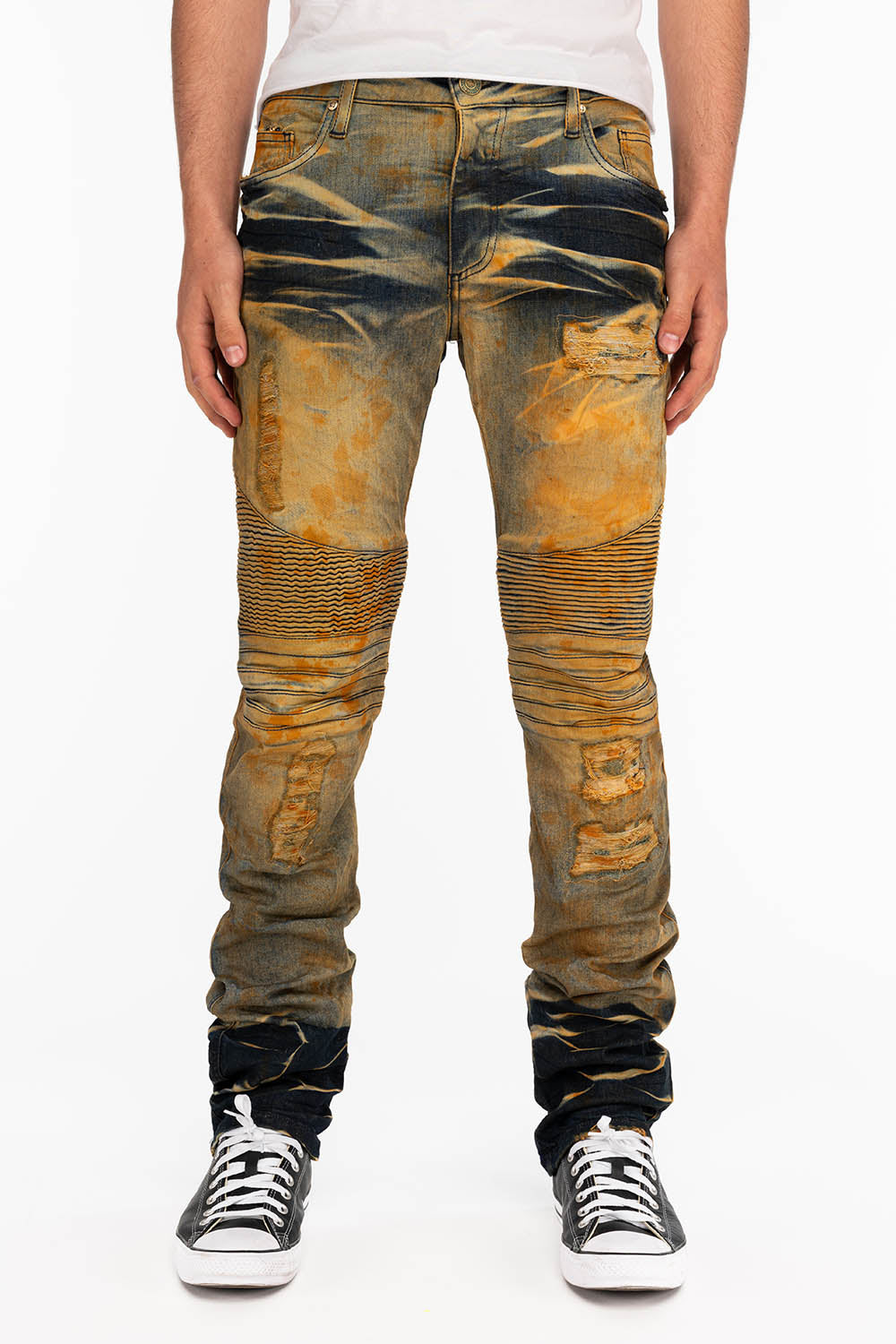 LONG FLAP MENS SKINNY BIKER JEANS WITH CRYSTALS IN CHICAGO