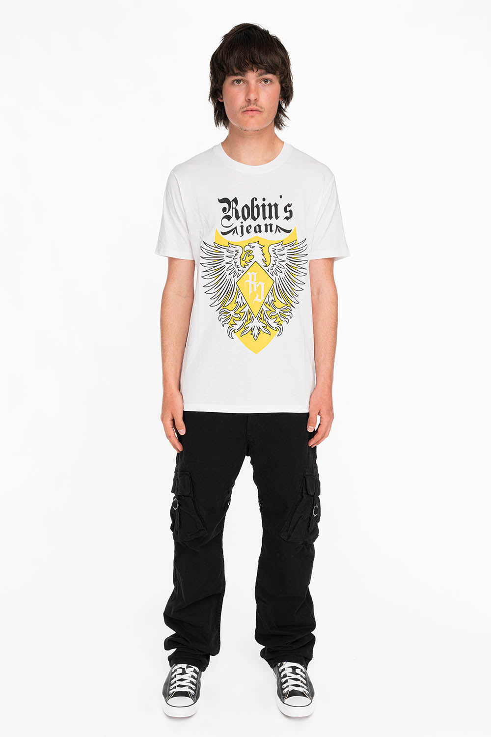 EAGLE CREST TEE IN WHITE AND YELLOW