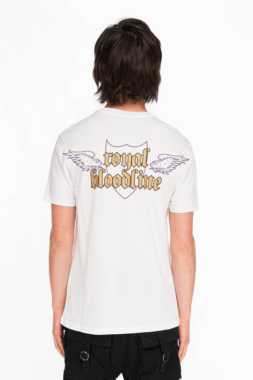 EAGLE CREST TEE IN WHITE AND PURPLE