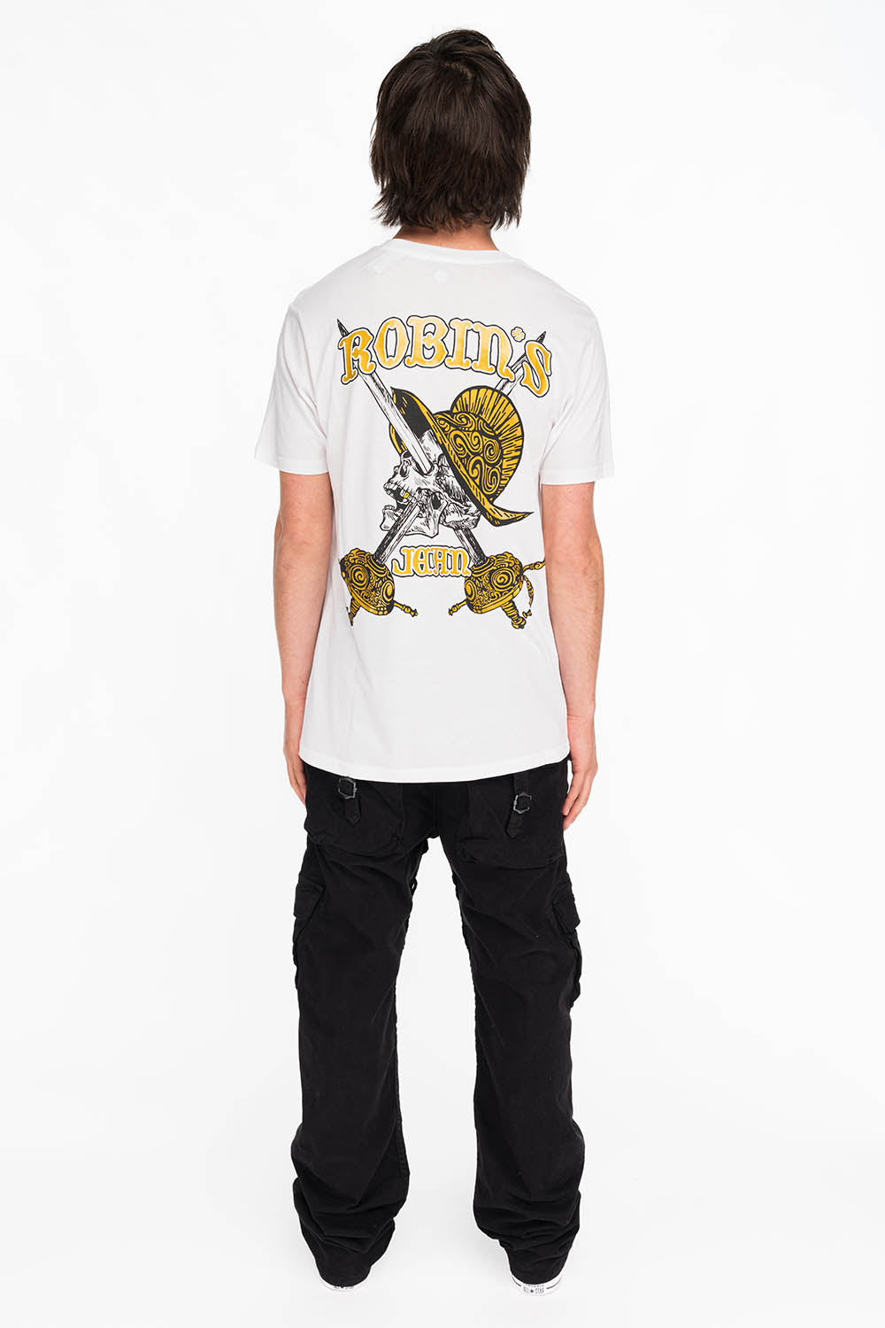 DOUBLE CROSSED PIRATE TEE IN WHITE