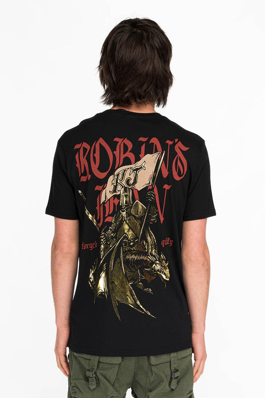 DRAGON KNIGHT TEE WITH GOLD FOIL PRINT IN BLACK