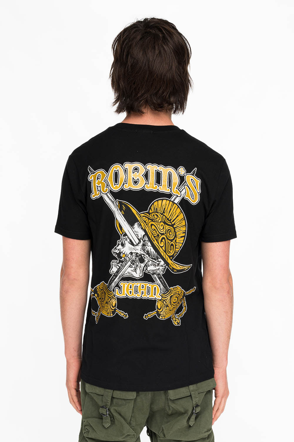 DOUBLE CROSSED PIRATE TEE IN BLACK