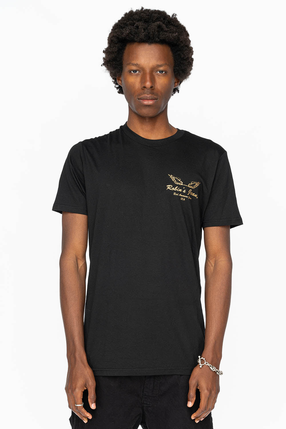 ROBIN WINGS TEE IN BLACK GOLD  GLITTER