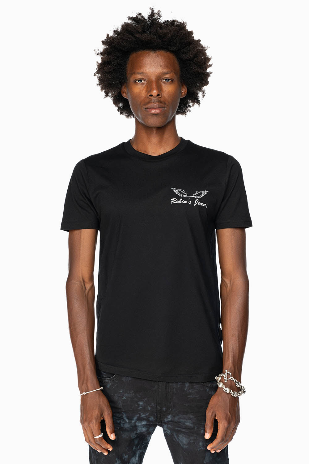 ROBIN’S LOGO WINGS TEE IN BLACK WHITE