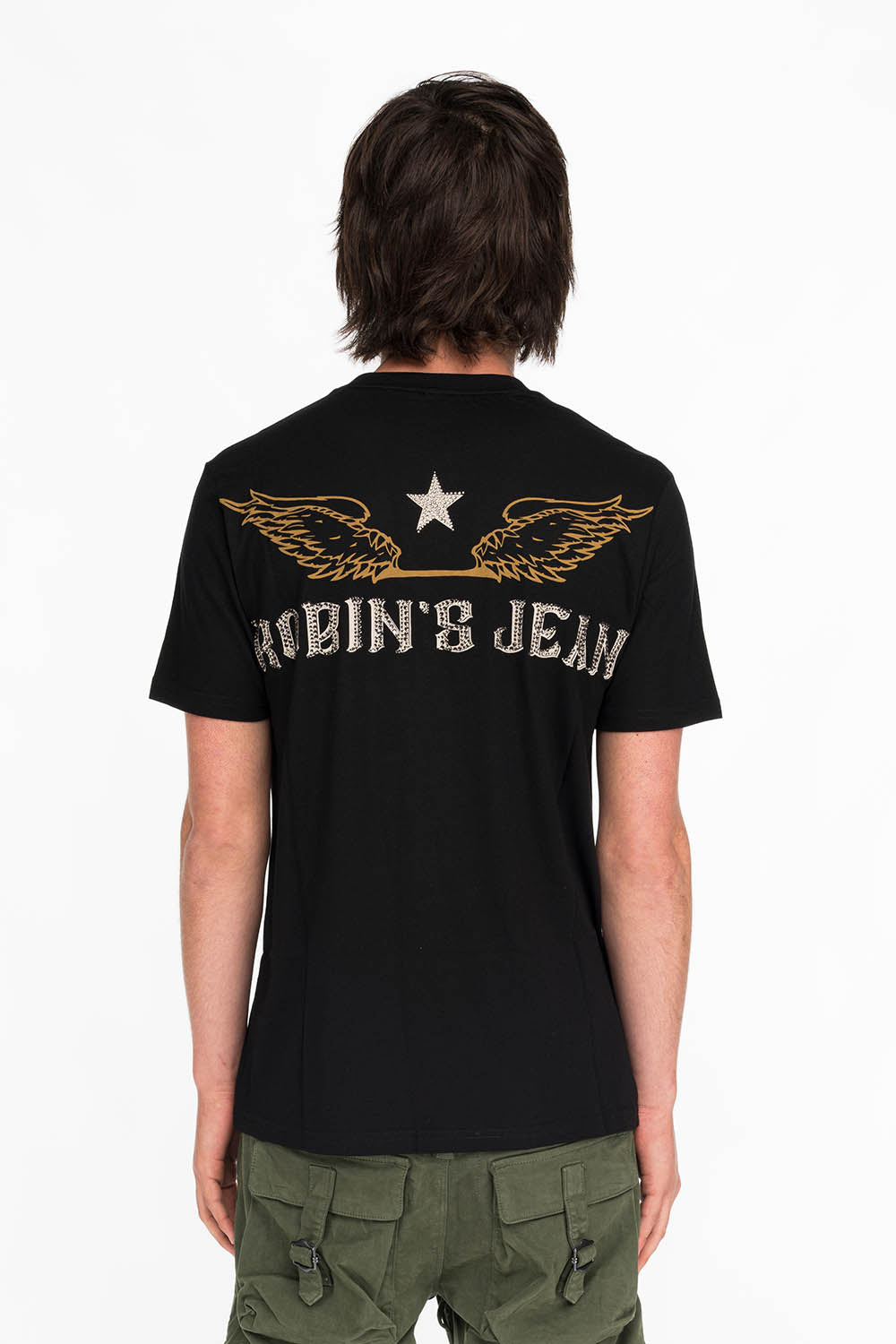 CRYSTAL CHERUB TEE IN BLACK