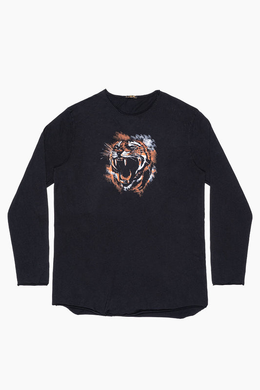 ROBIN’S  LONG SLEEVE TIGER TEE IN BLACK