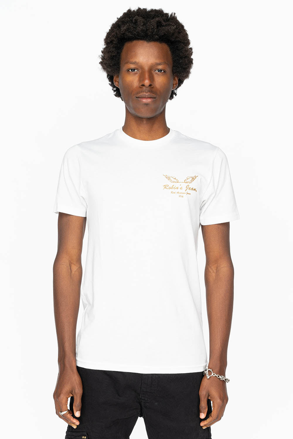 ROBIN WINGS TEE IN WHITE GOLD GLITTER