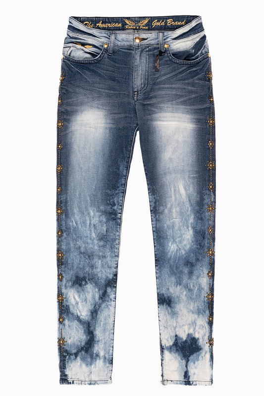 SKINNY MENS JEANS IN BLUE CLOUD JAPAN WITH GUNSLINGER CRYSTAL MOTIF