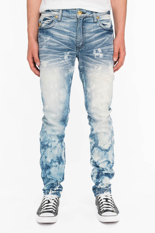 KILLER FLAP MENS SKINNY JEANS IN NEW CLOUD JAPAN WITH GOLD AND SILVER EMBROIDERY PATCH