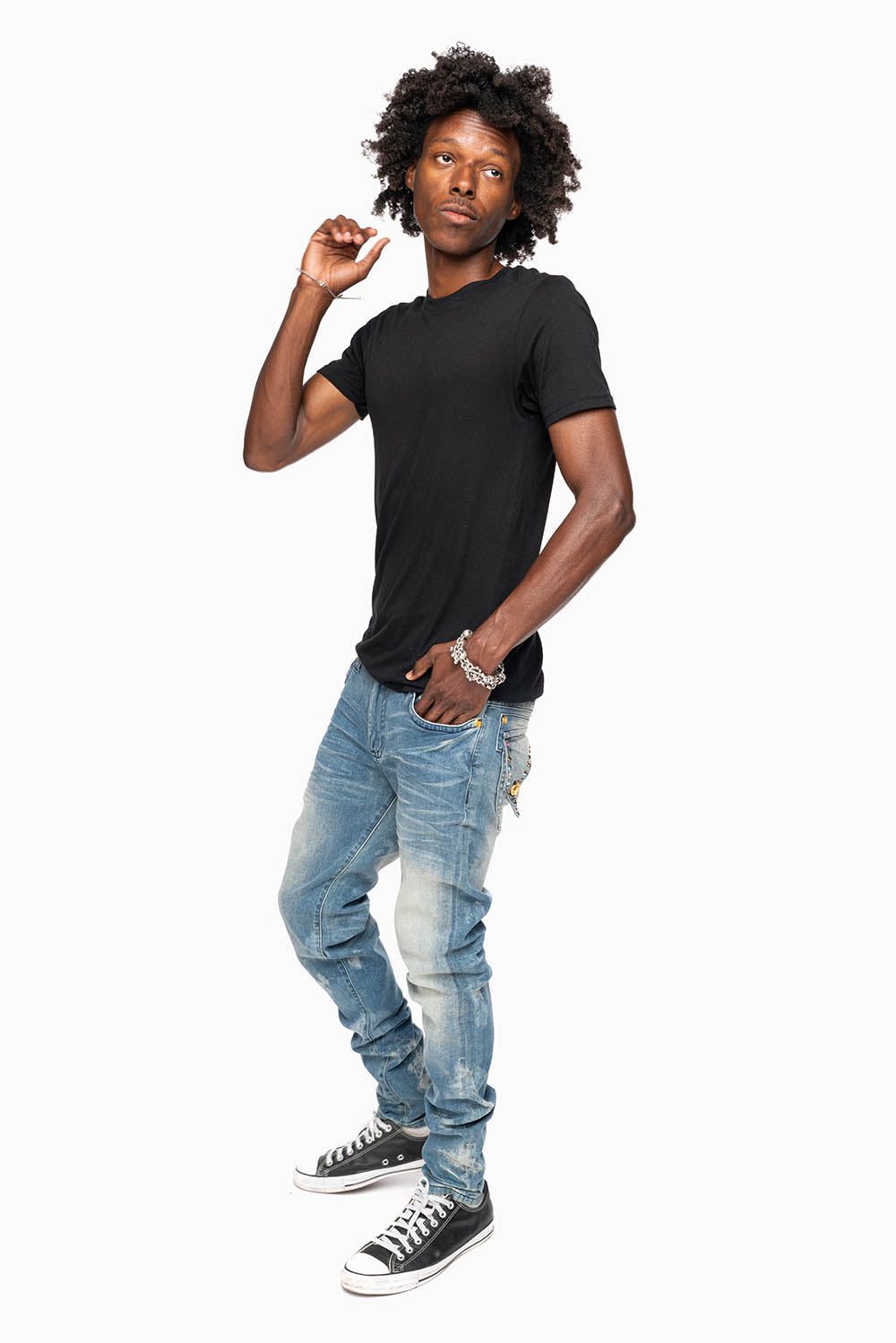 KILLER FLAP MENS SKINNY JEANS IN ODESSA VINTAGE MEDIUM WASH WITH MONTANA CRYSTALS