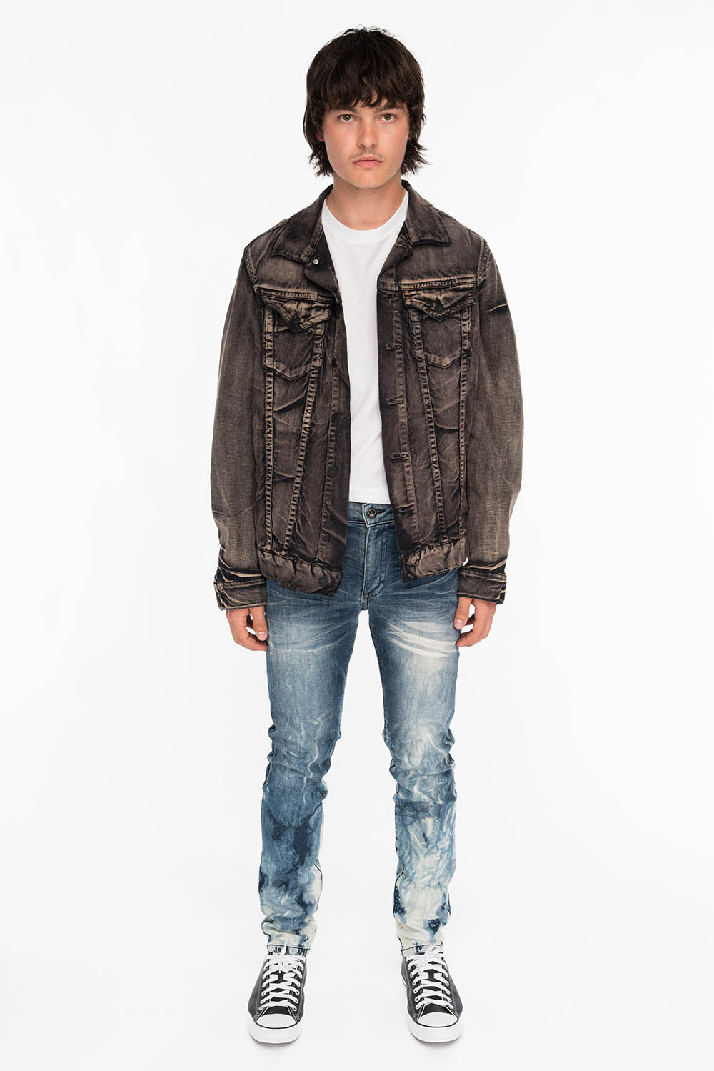 KILLER FLAP MENS SKINNY JEANS IN CLOUD JAPAN WITH INDIGO CROCODILE FLAPS