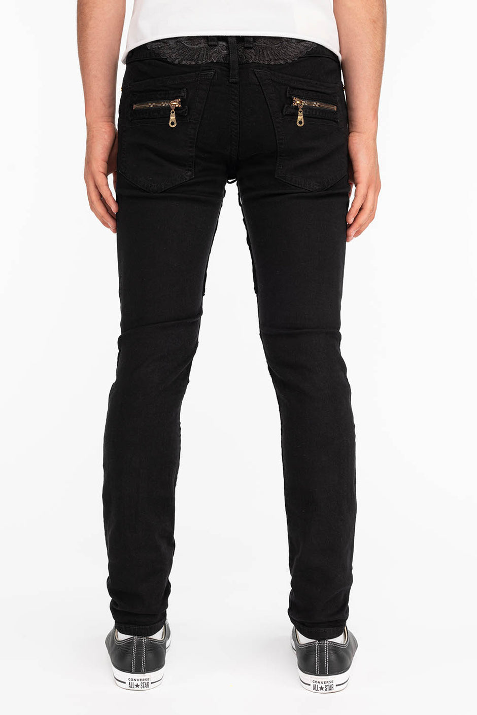 White biker jeans for men