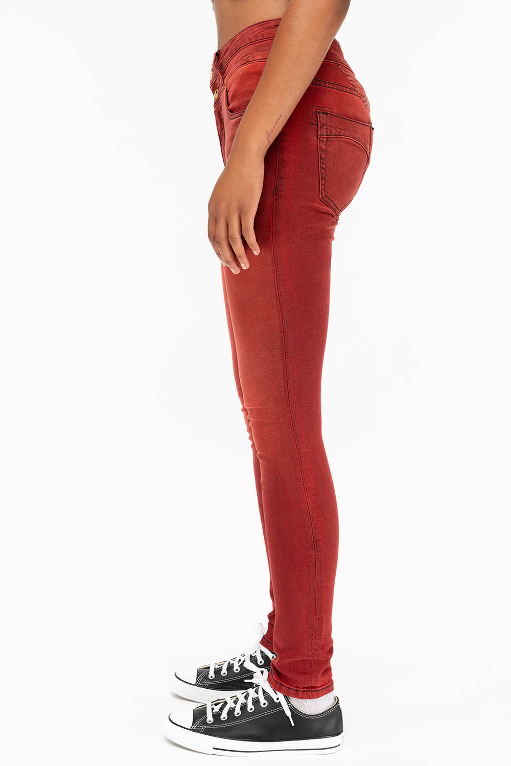 ROBIN'S DOUBLE WAIST SKINNY IN F-UP RED