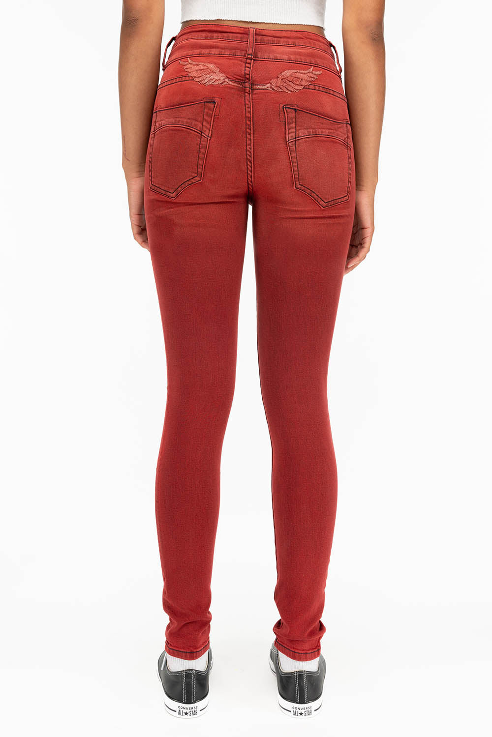 ROBIN'S DOUBLE WAIST SKINNY IN F-UP RED