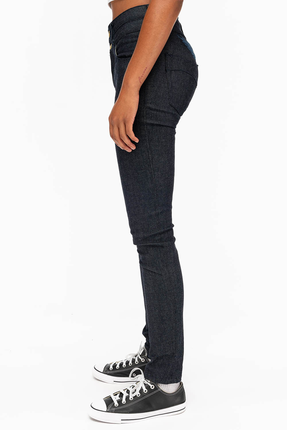 WOMENS DOUBLE WAISTBAND HIGH RISE SKINNY JEANS IN RAW