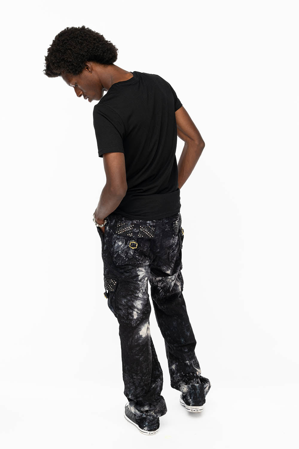 ROBINS NEW MILITARY STYLE CARGO PANTS IN ASTROBLACK WITH BLK DIAMOND AND JET BLK CRYSTALS