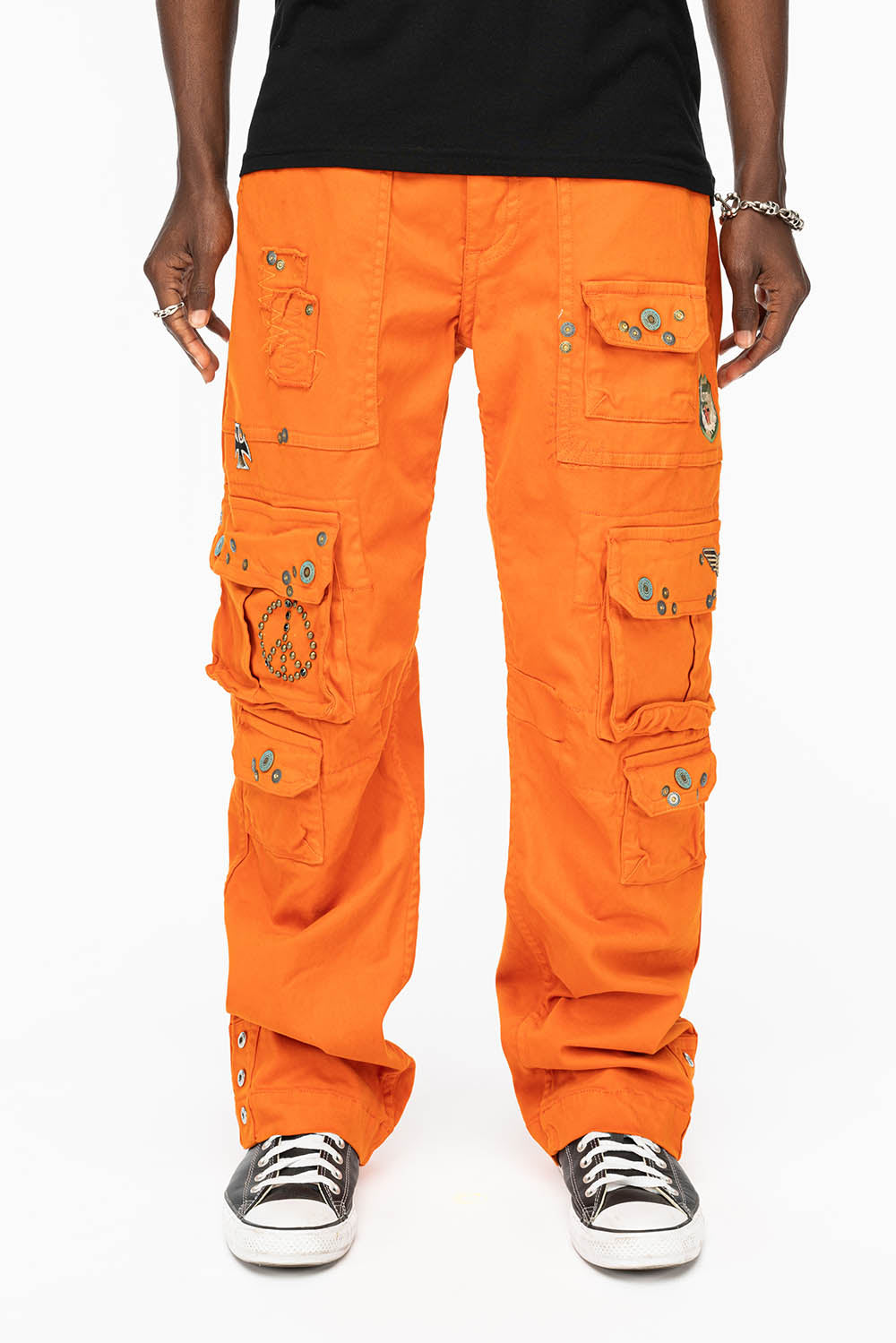 ORIGINAL ROBIN’S JEAN CALL OF DUTY CARGO PANTS IN ORANGE COLOR  WITH ROCK N ROLL PATCH