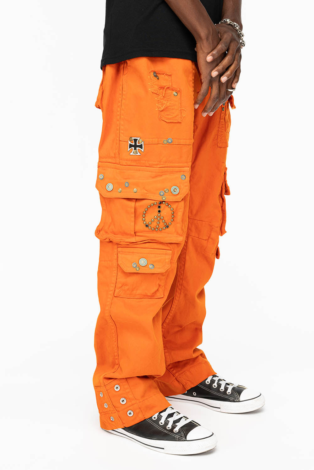 ORIGINAL ROBIN’S JEAN CALL OF DUTY CARGO PANTS IN ORANGE COLOR  WITH ROCK N ROLL PATCH