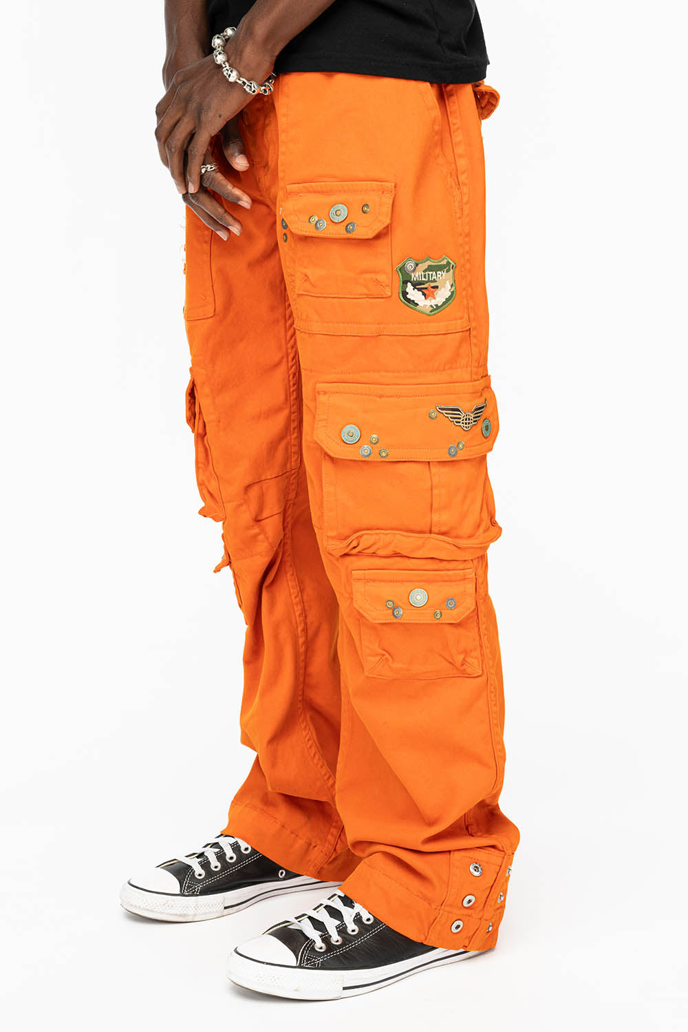 ORIGINAL ROBIN’S JEAN CALL OF DUTY CARGO PANTS IN ORANGE COLOR  WITH ROCK N ROLL PATCH