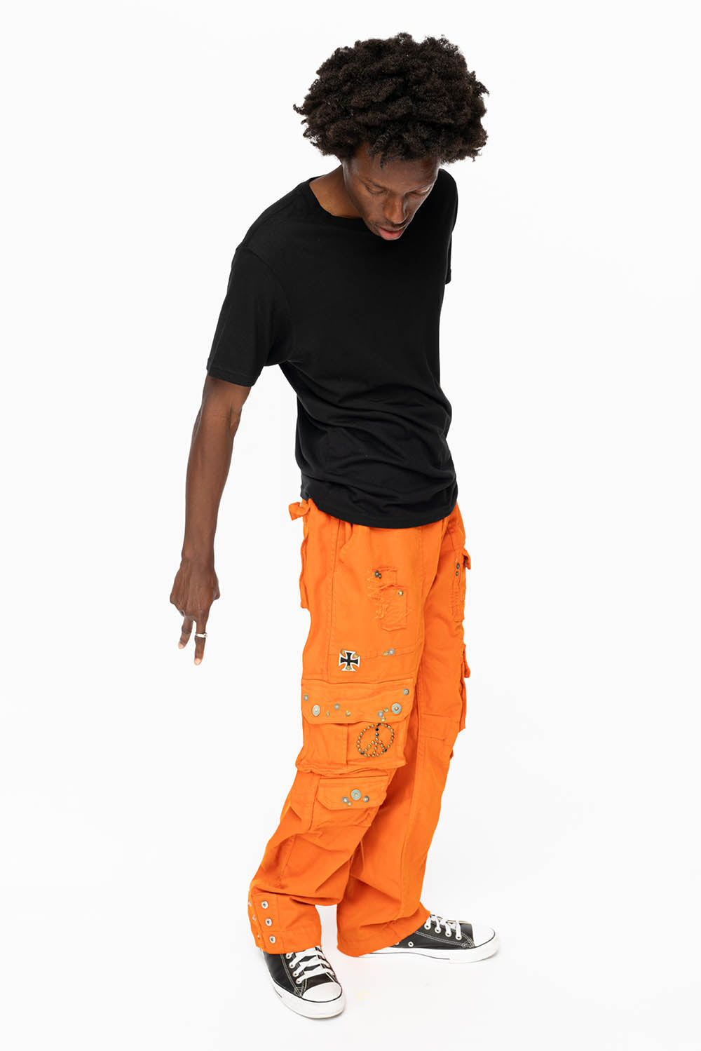 ORIGINAL ROBIN’S JEAN CALL OF DUTY CARGO PANTS IN ORANGE COLOR  WITH ROCK N ROLL PATCH