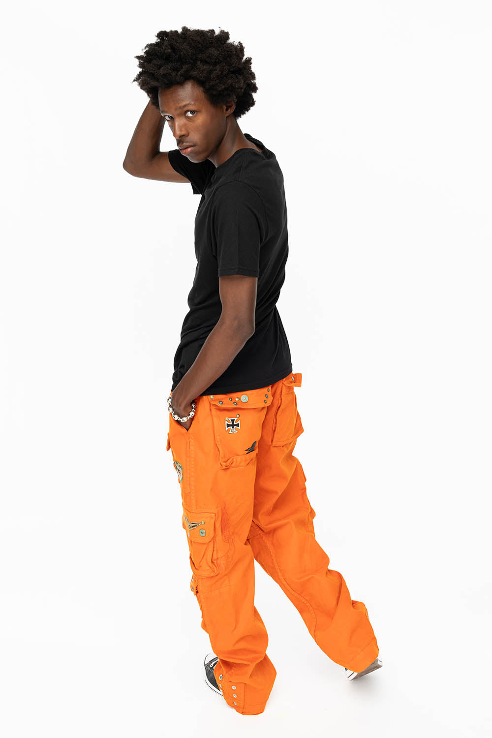 ORIGINAL ROBIN’S JEAN CALL OF DUTY CARGO PANTS IN ORANGE COLOR  WITH ROCK N ROLL PATCH