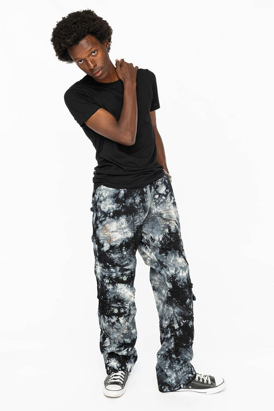 ORIGINAL ROBIN’S JEAN CALL OF DUTY CARGO PANTS IN CRYSTAL TIE DYE BLK