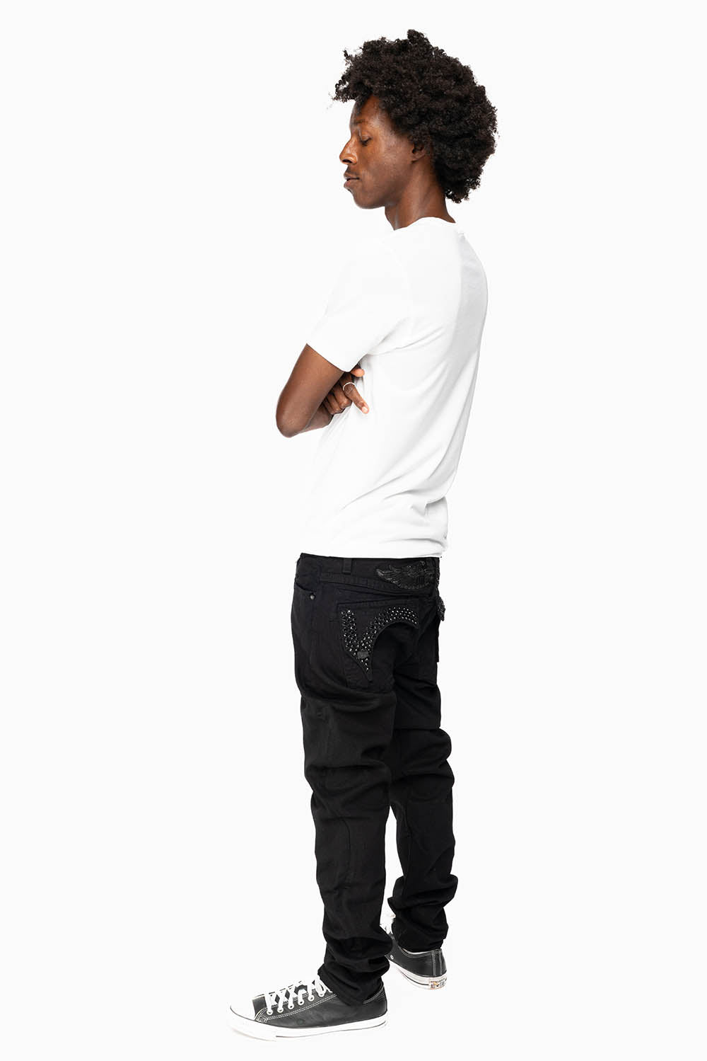 robin's jean ブラックデニム LONG FLAP BIKER IN ANTIQUE BLACK – Robin's Jean