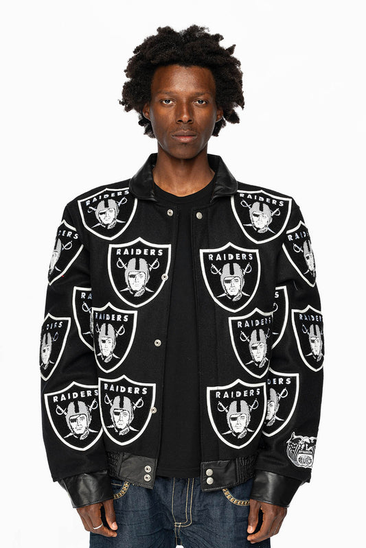 LAS VEGAS RAIDERS WOOL VARSITY JACKET BLACK