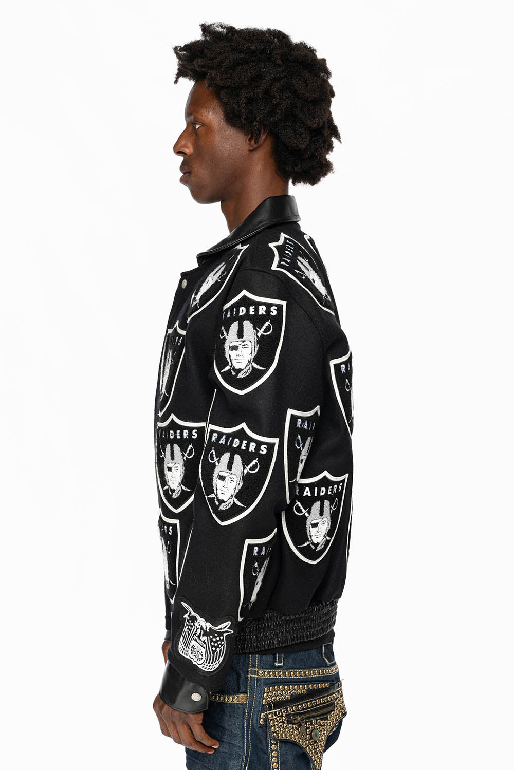 LAS VEGAS RAIDERS WOOL VARSITY JACKET BLACK