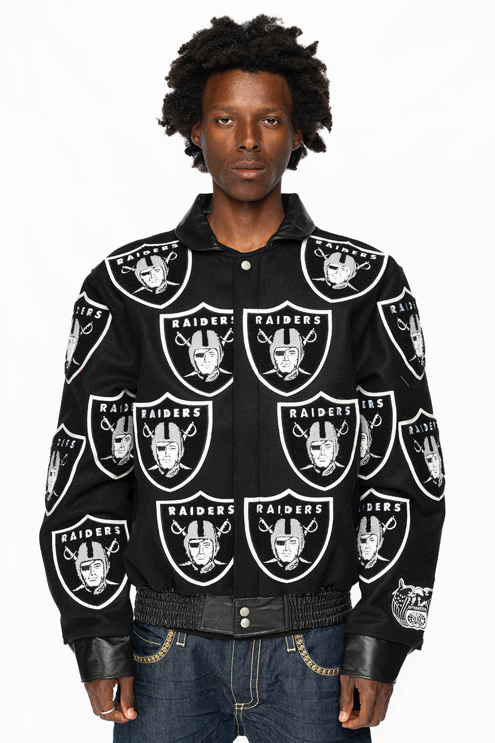 LAS VEGAS RAIDERS WOOL VARSITY JACKET BLACK