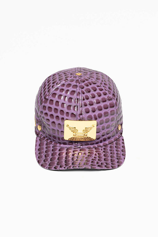 ROBIN'S GOLD TAG CAP IN PURPLE LIZARD