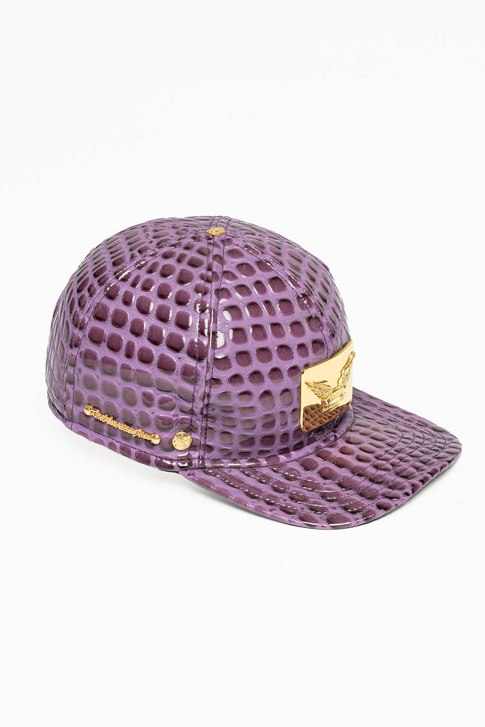 ROBIN'S GOLD TAG CAP IN PURPLE LIZARD