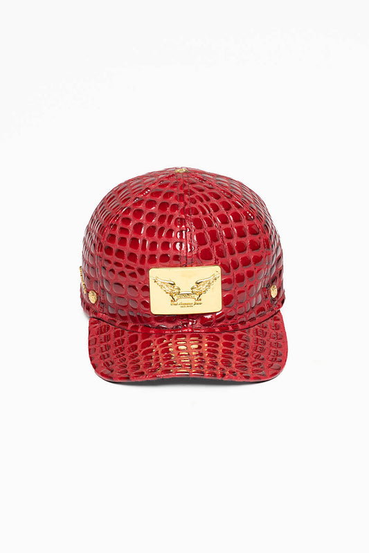 ROBIN'S GOLD TAG CAP IN RED LIZARD