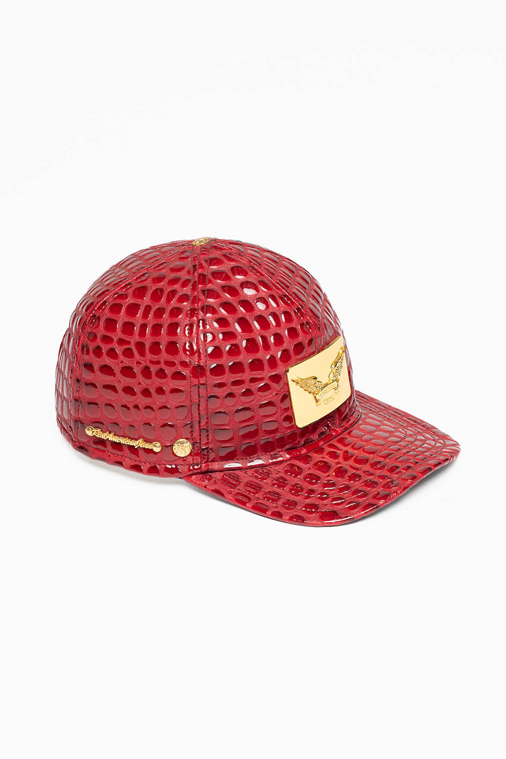 ROBIN'S GOLD TAG CAP IN RED LIZARD