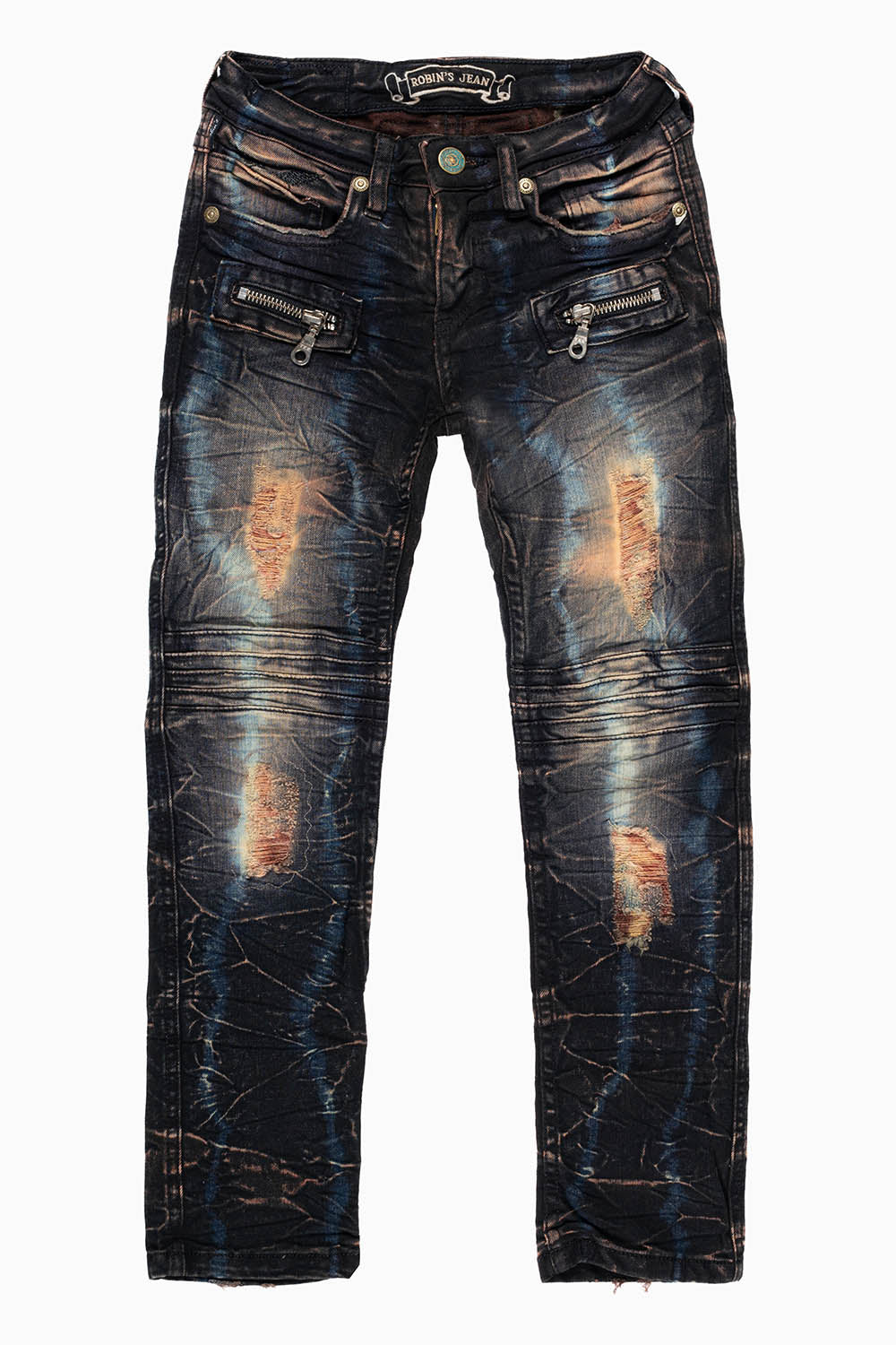 ROBINS KIDS MOTO-BIKER JEANS IN 4D OXIDO BROKEN REPAIRED WASH