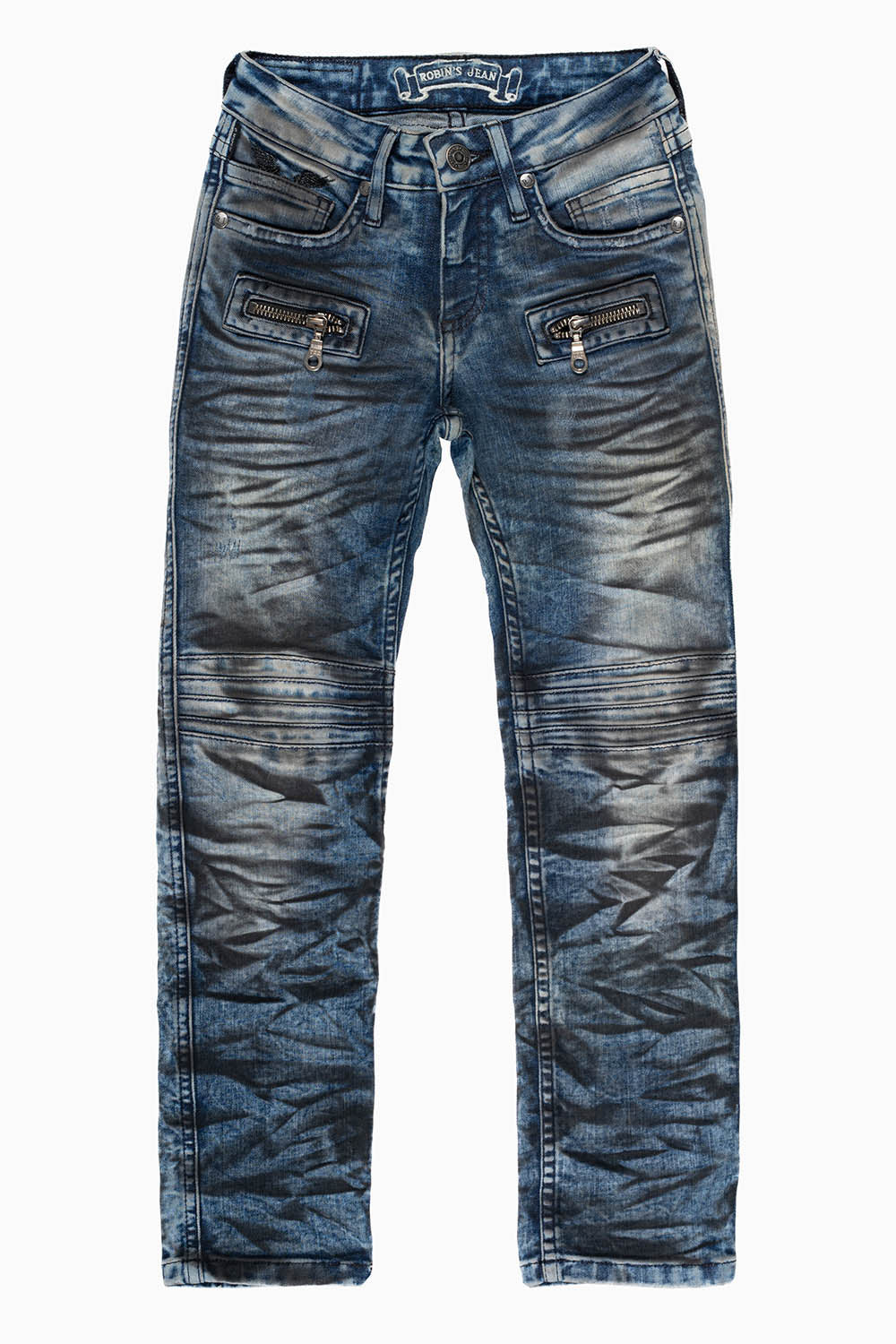 ROBINS KIDS MOTO-BIKER JEANS IN D WASH BLK WASH