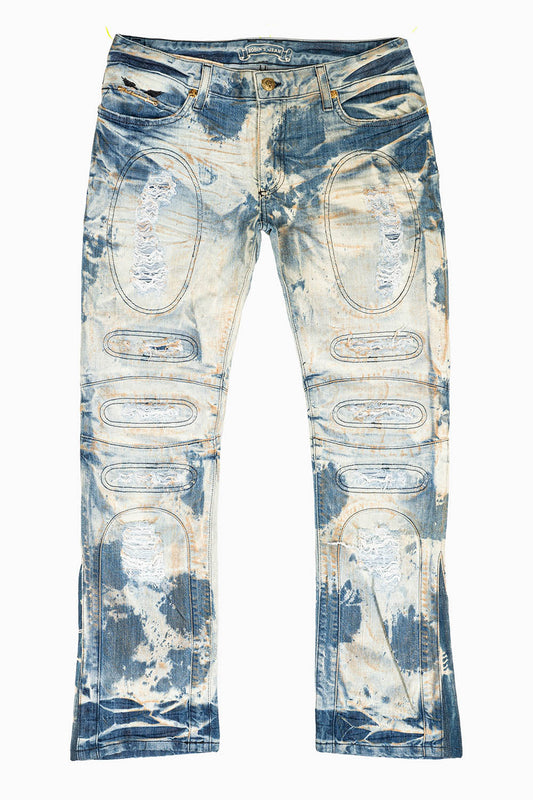 SLIM JEANS WITH OVAL PATCHES  IN JOSEPH INDIGO