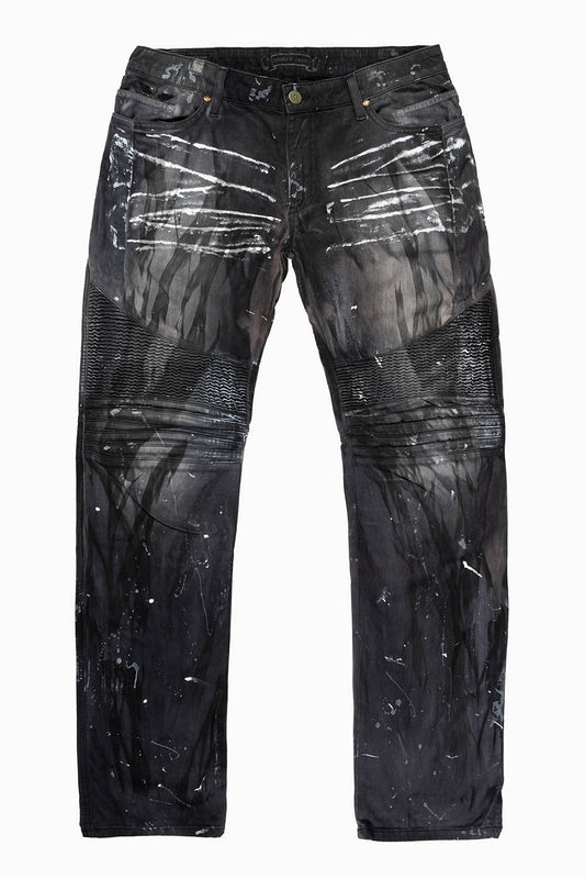 MENS BIKER JEANS WITH FLAP IN OFFER WASH