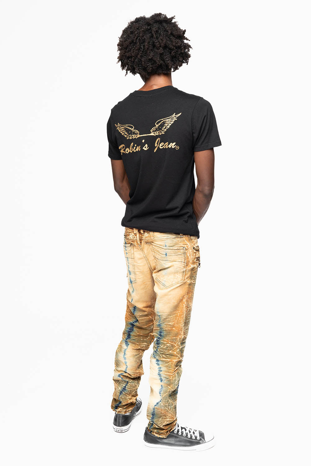 MENS BIKER JEANS IN 4D LIGHT PERU BROKEN WASH