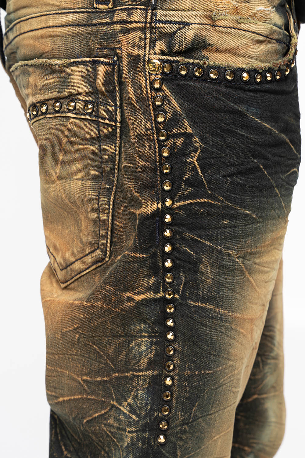 SKINNY MENS JEANS IN 4D DARK PERU WASH WITH AURUM CRYSTALS