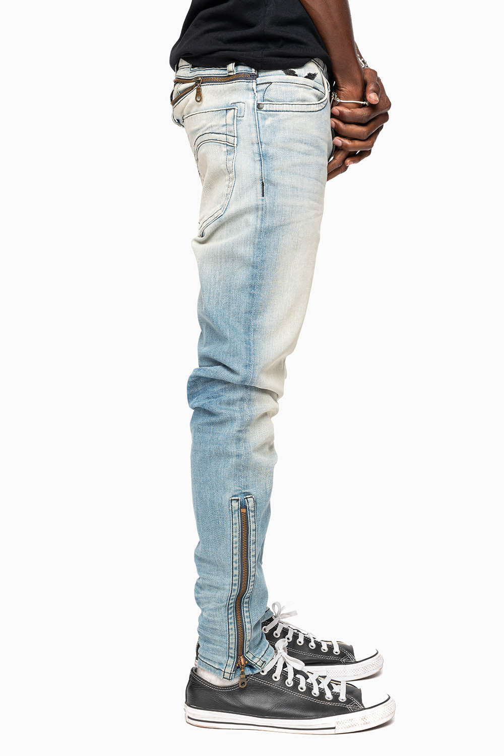 MENS SKINNY LEG ZIPPER JEANS IN ELROY MEDIUM WASH