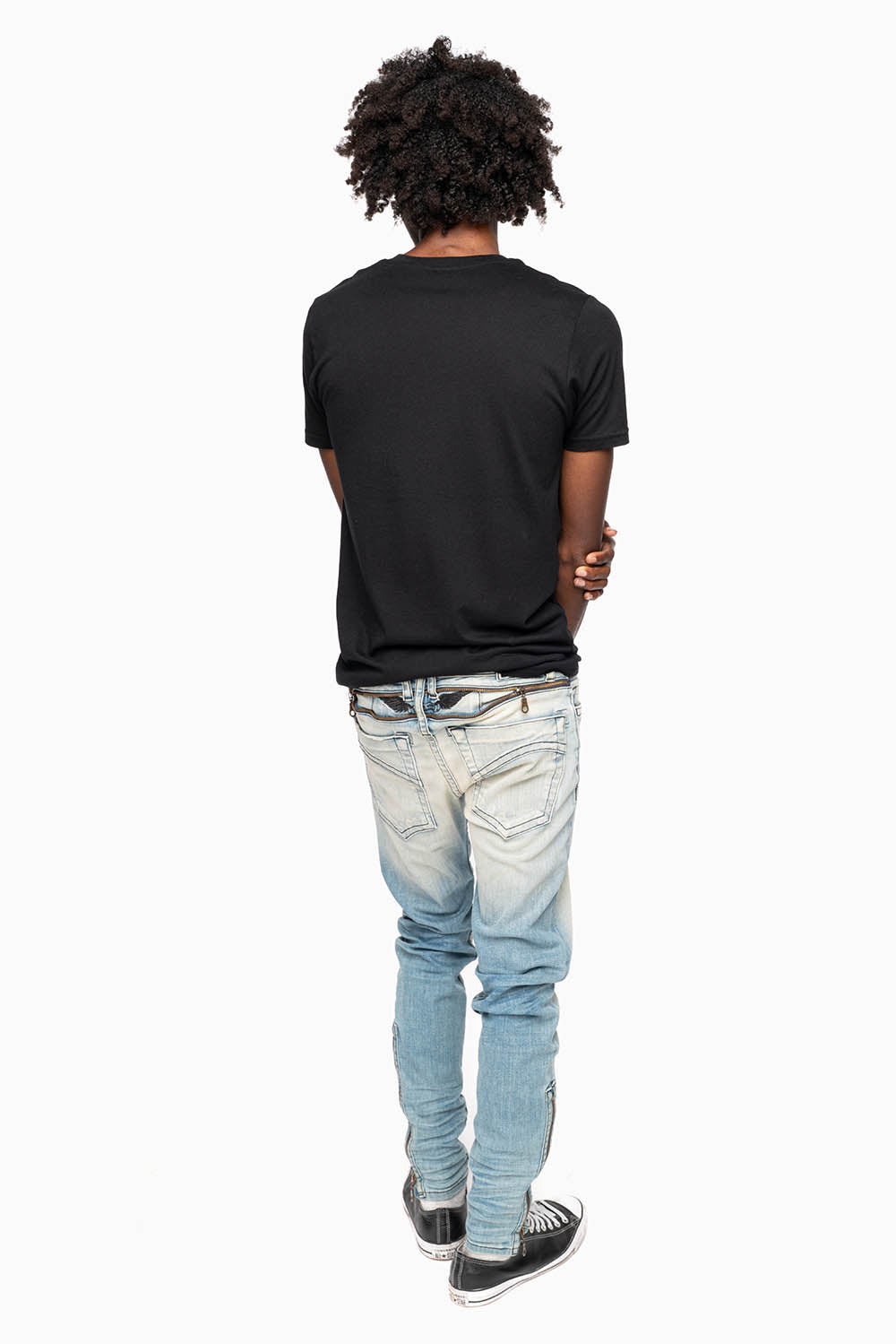 MENS SKINNY LEG ZIPPER JEANS IN ELROY MEDIUM WASH