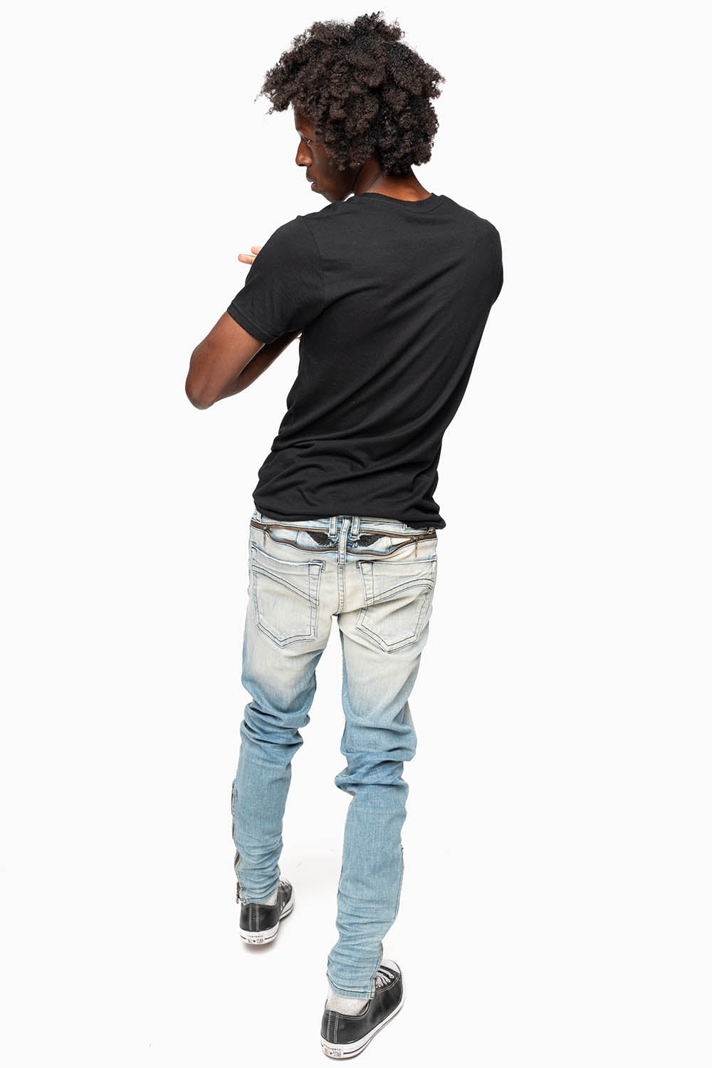 MENS SKINNY LEG ZIPPER JEANS IN ELROY MEDIUM WASH