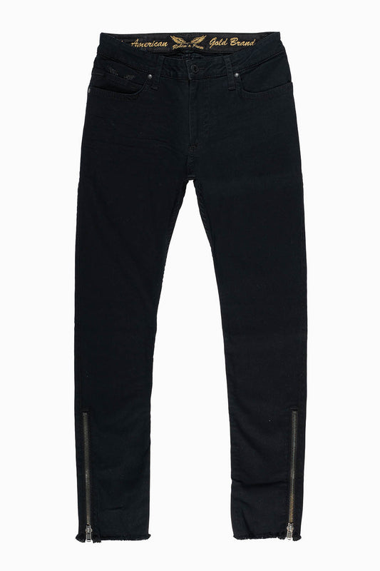 MENS SKINNY LEG ZIPPER JEANS IN PURE  BLK