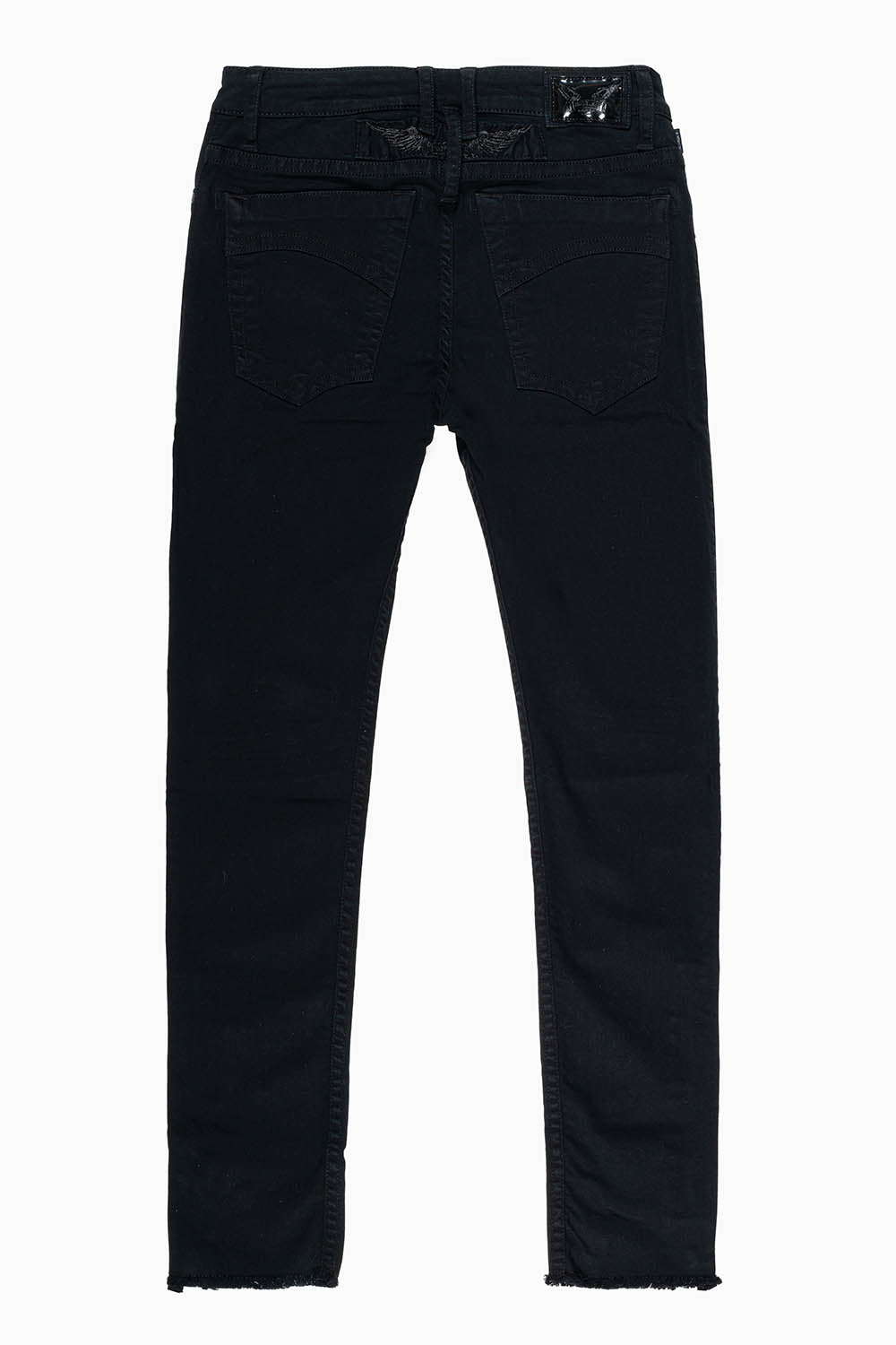 MENS SKINNY LEG ZIPPER JEANS IN PURE  BLK