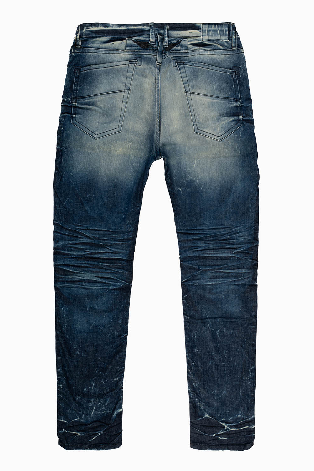 BIKER JEAN QUILTED KNEE IN DY STRETCH FABRIC  IN MINERAL DARK WASH