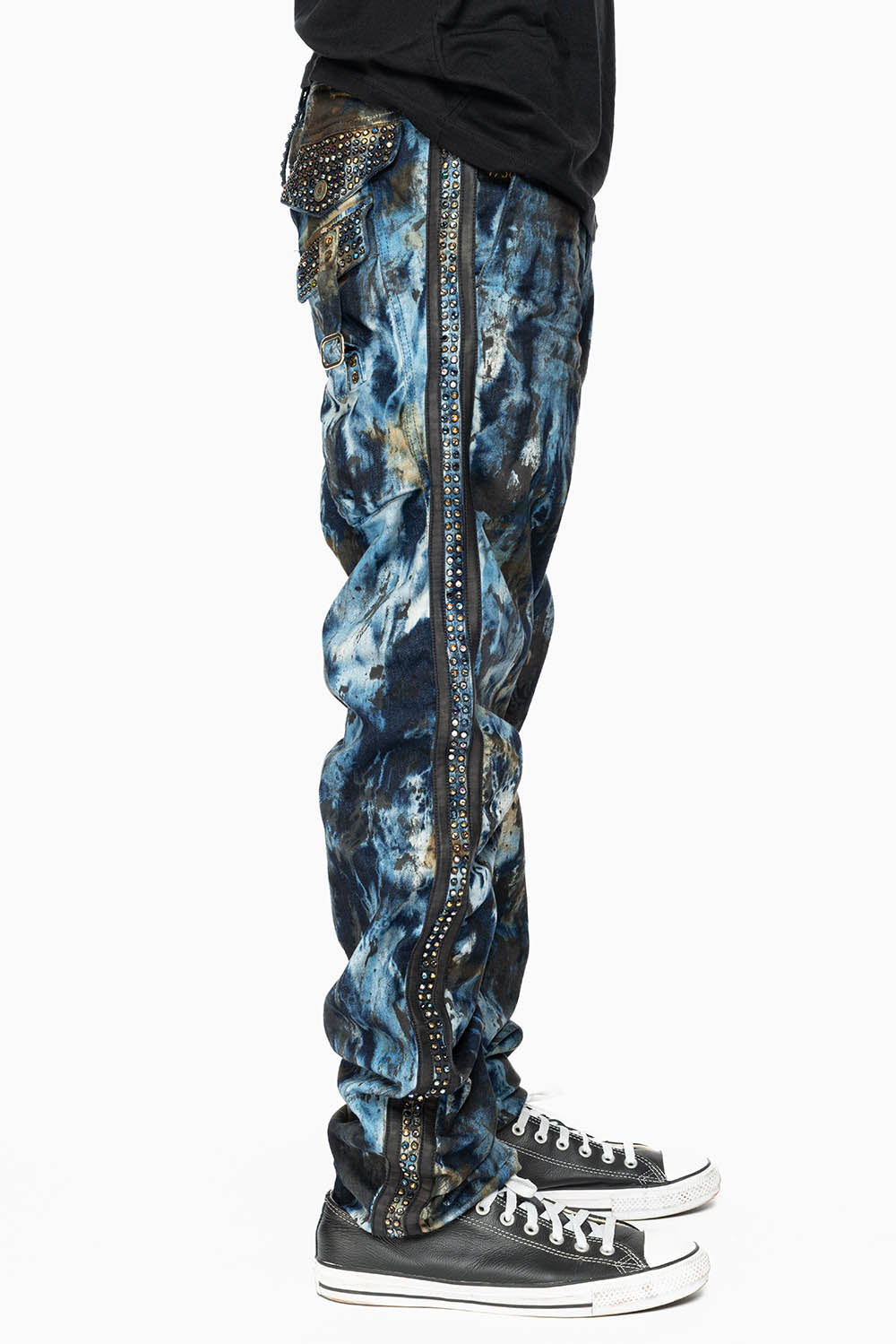 ARCHIVE LIMITED EDITION WARRIOR MILITARY JEAN IN BABA BLUE WASH WITH CRYSTALS